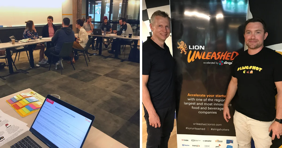 Left: Workshop participants discussing ideas and experiments | Right: Exponentially's Leslie Barry with Ben Hutt.